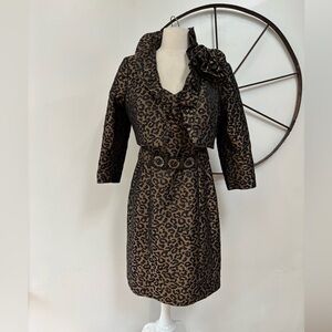 Rickie Freeman for Teri Jon leopard print sheath dress and ruffle jacket set 8